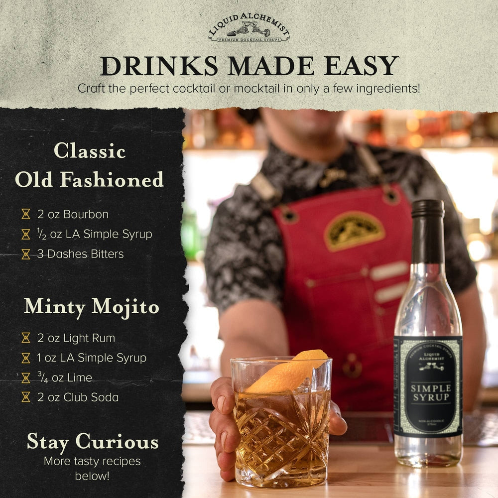 Liquid Alchemist Syrups - Simple Syrup for Cocktails, Coffee & Drinks - 375ml