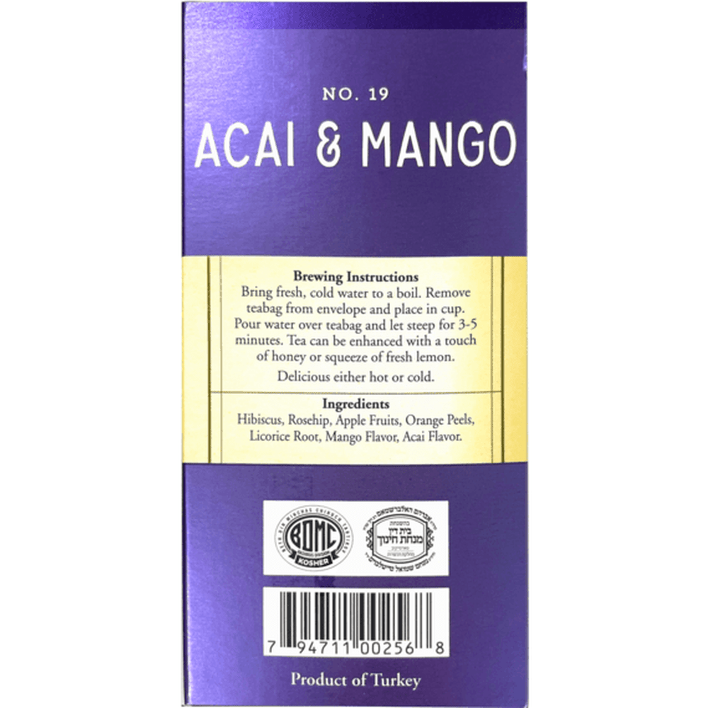 Galil Brands - Acai & Mango Herbal Tea | 20' Tea Bags | 1.23 oz | Galil