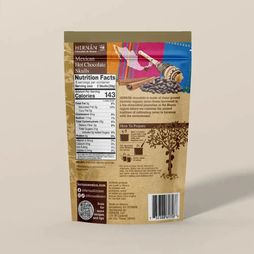  HERNÁN - NEW Mexican Hot Chocolate Skulls in POUCH