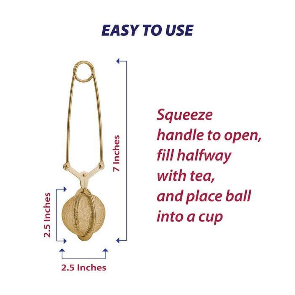 HIC - Harold Import Co. - HIC Kitchen Gold Mesh Snap Tea Ball Infuser, 2in