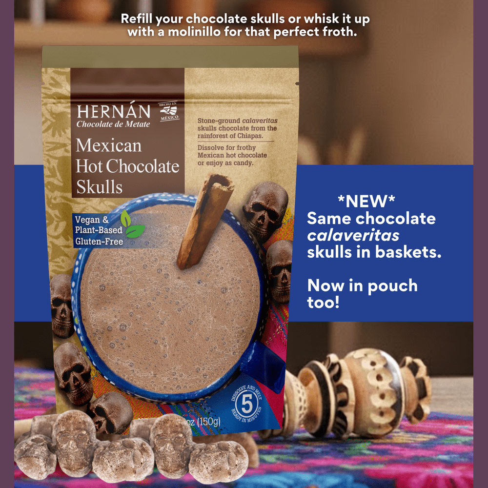  HERNÁN - NEW Mexican Hot Chocolate Skulls in POUCH