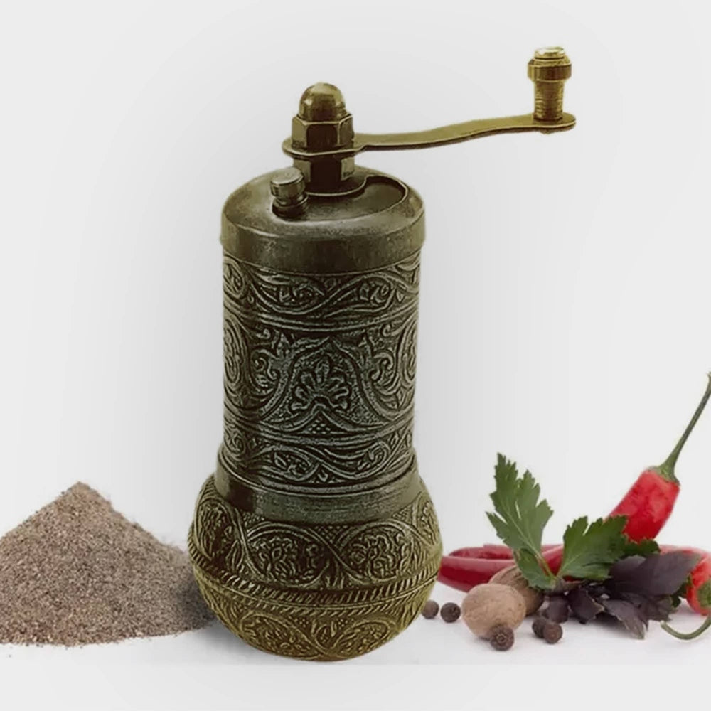 Hakan - Copper Black Pepper Grinder, Refillable Spice Mill, 4.3 in - Antique Gold