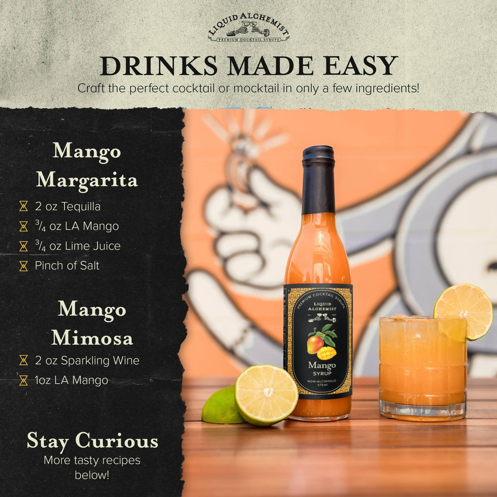 Liquid Alchemist Syrups - Mango Syrup for Margaritas, Cocktails & Drinks - 375 ML