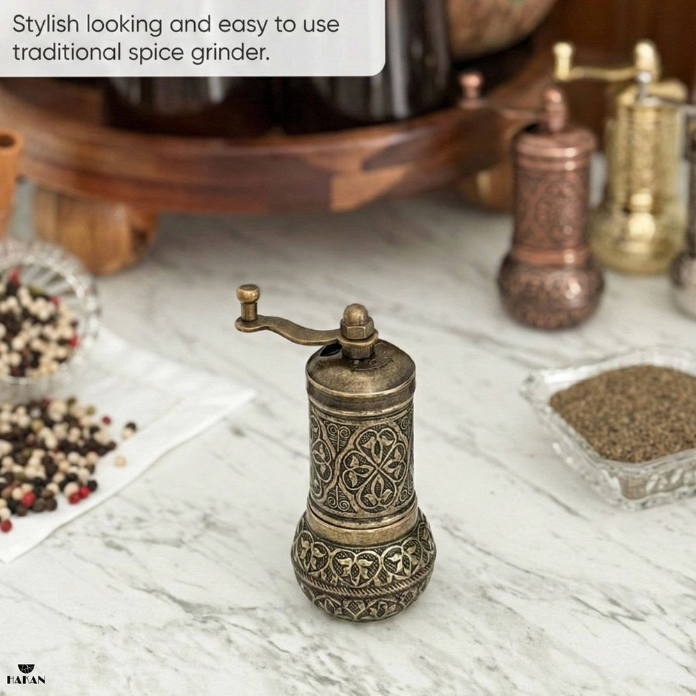 Hakan - Copper Black Pepper Grinder, Refillable Spice Mill, 4.3 in - Copper
