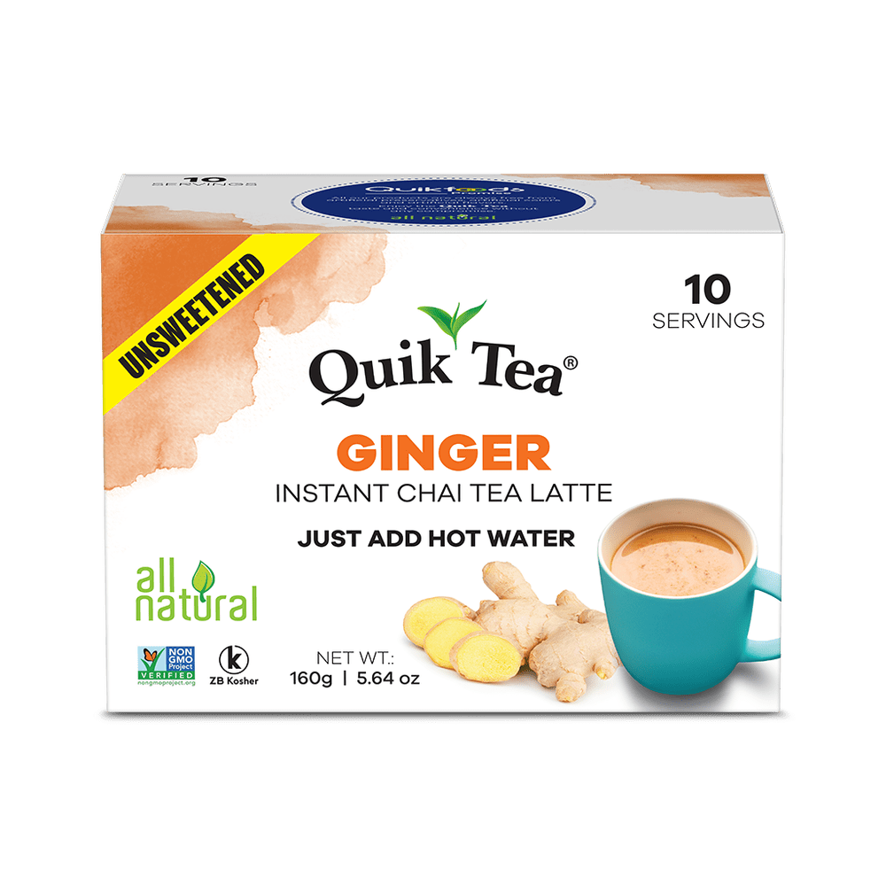 Quik Tea - Unsweetened Ginger Chai Tea Latte – 10 Count