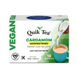 Quik Tea - Vegan Unsweetened Cardamom Chai Tea Latte - 10 Count