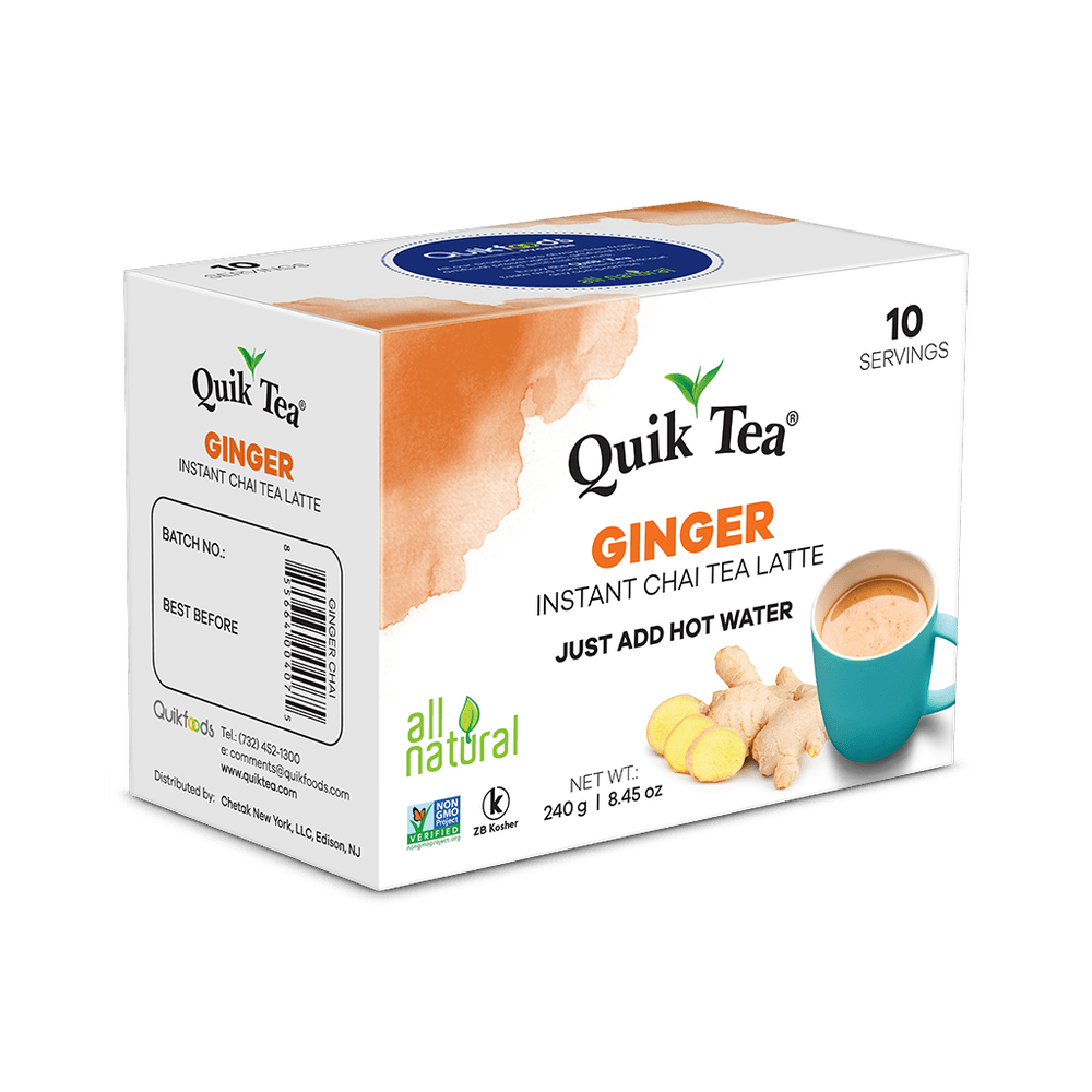Quik Tea - Unsweetened Ginger Chai Tea Latte – 10 Count