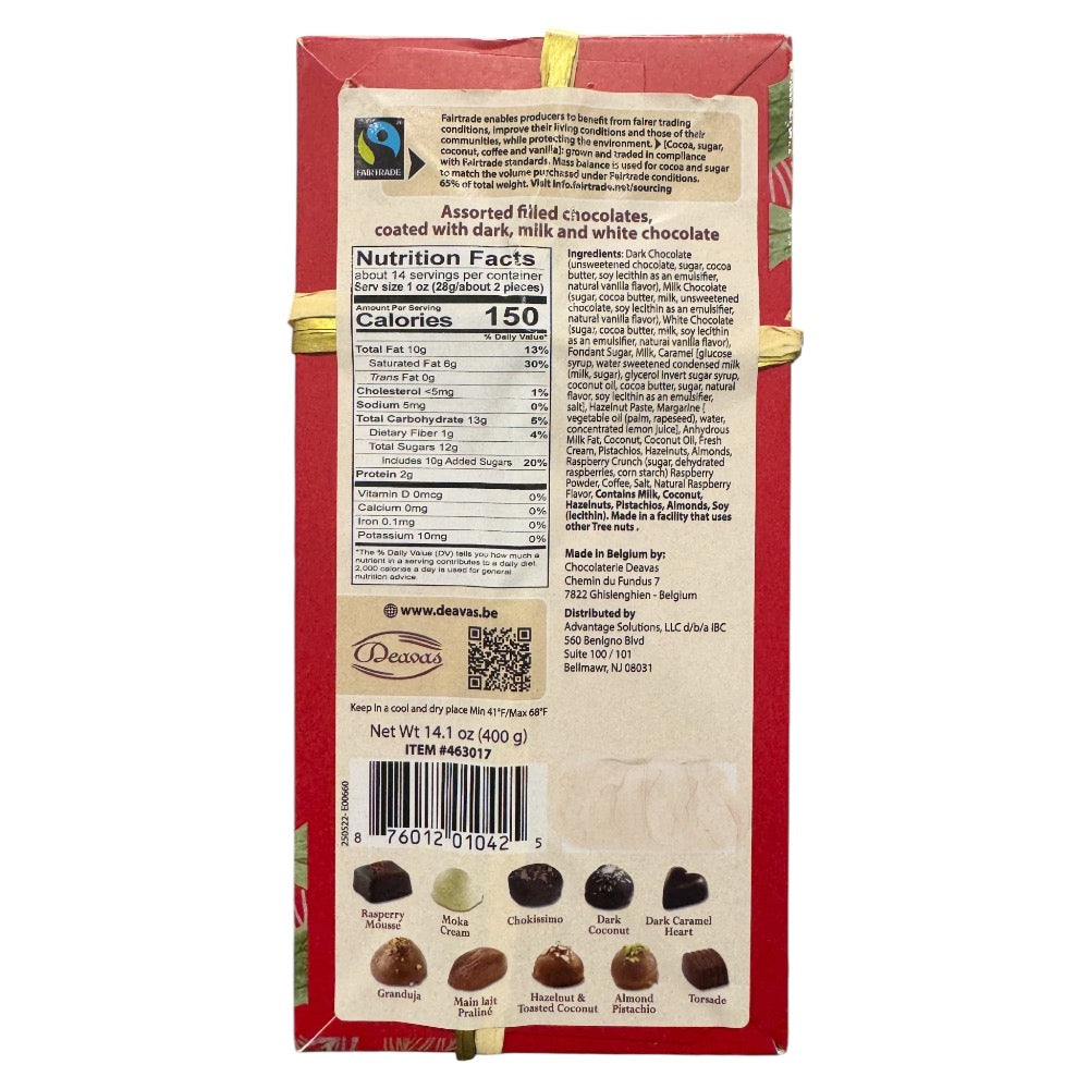 Deavas Assorted Filled chocolates, coated with dark, milk and white chocolate Gold 14.1oz