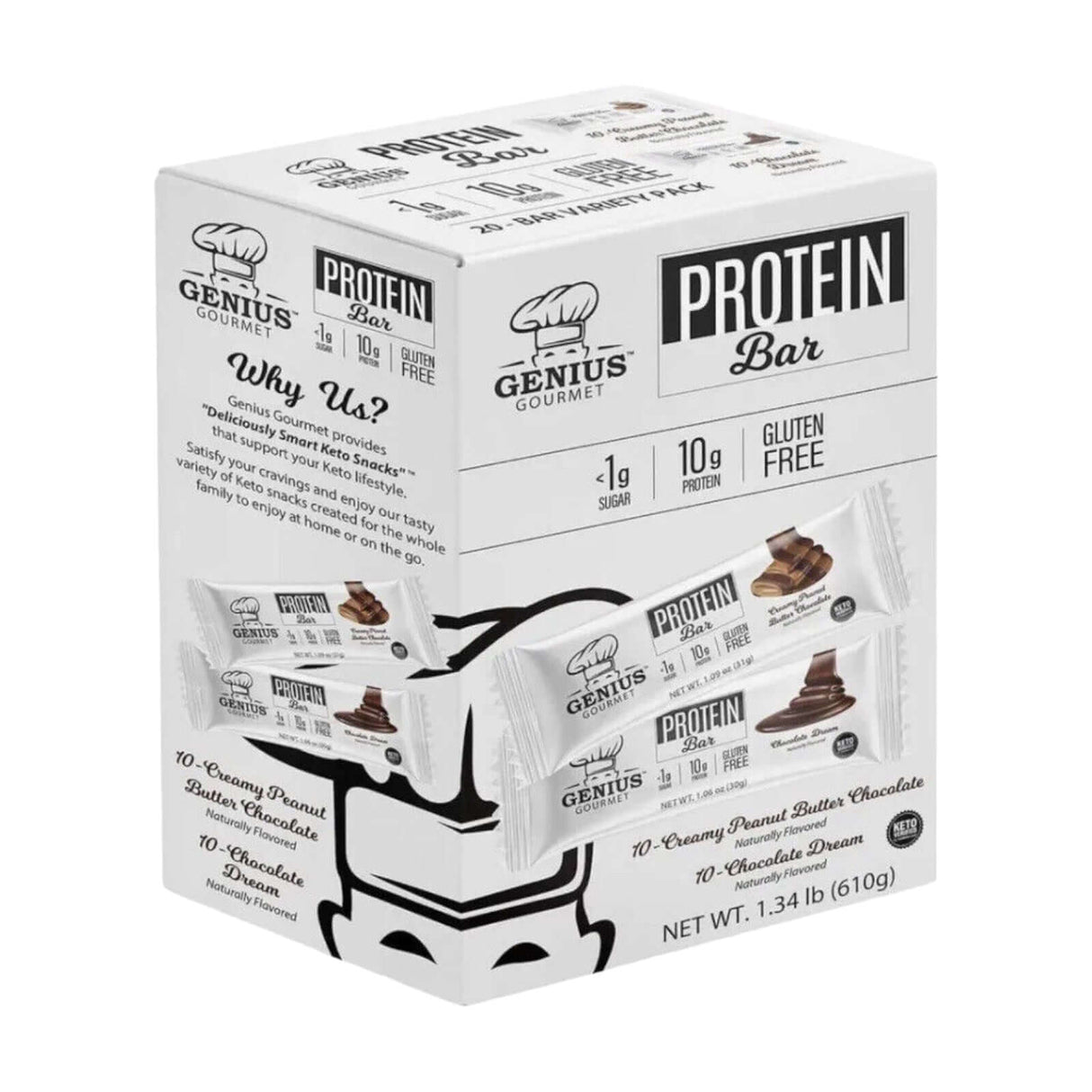 Genius Gourmet Protein Bar Variety (Gluten Free Keto)