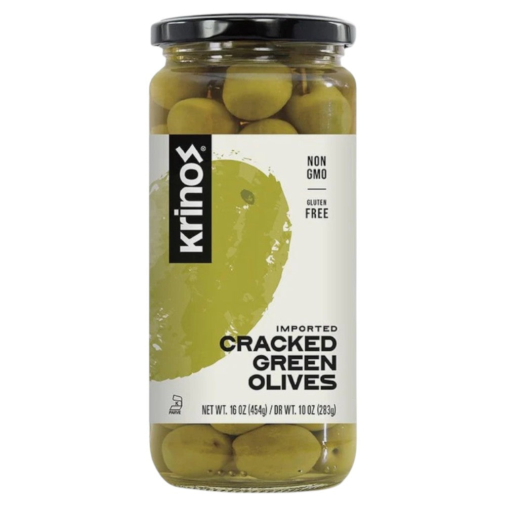 KRINOS IMPORTED CRACKED GREEN OLIVES