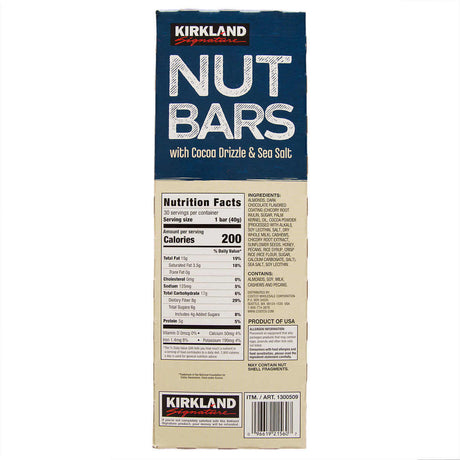 Kirkland Nut Bars with Cocoa Drizzle Sea Salt