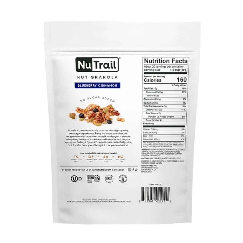 Nu Trail Keto Blueberry Cinnamon Nut Granola
