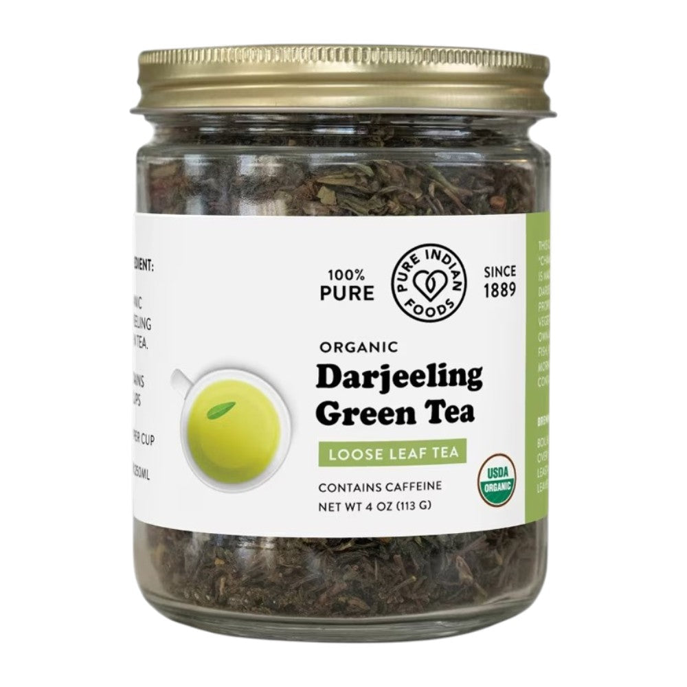PURE INDIAN FOODS ORGANIC DARJEELING GREEN TEA LOOSE LEAF TEA