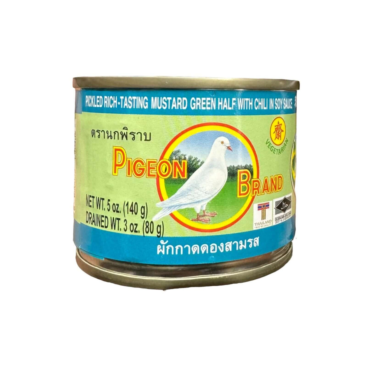 Pigeon Brand Pickled Rich-Tasting Mustard Green Half with Chili in Soy Sauce