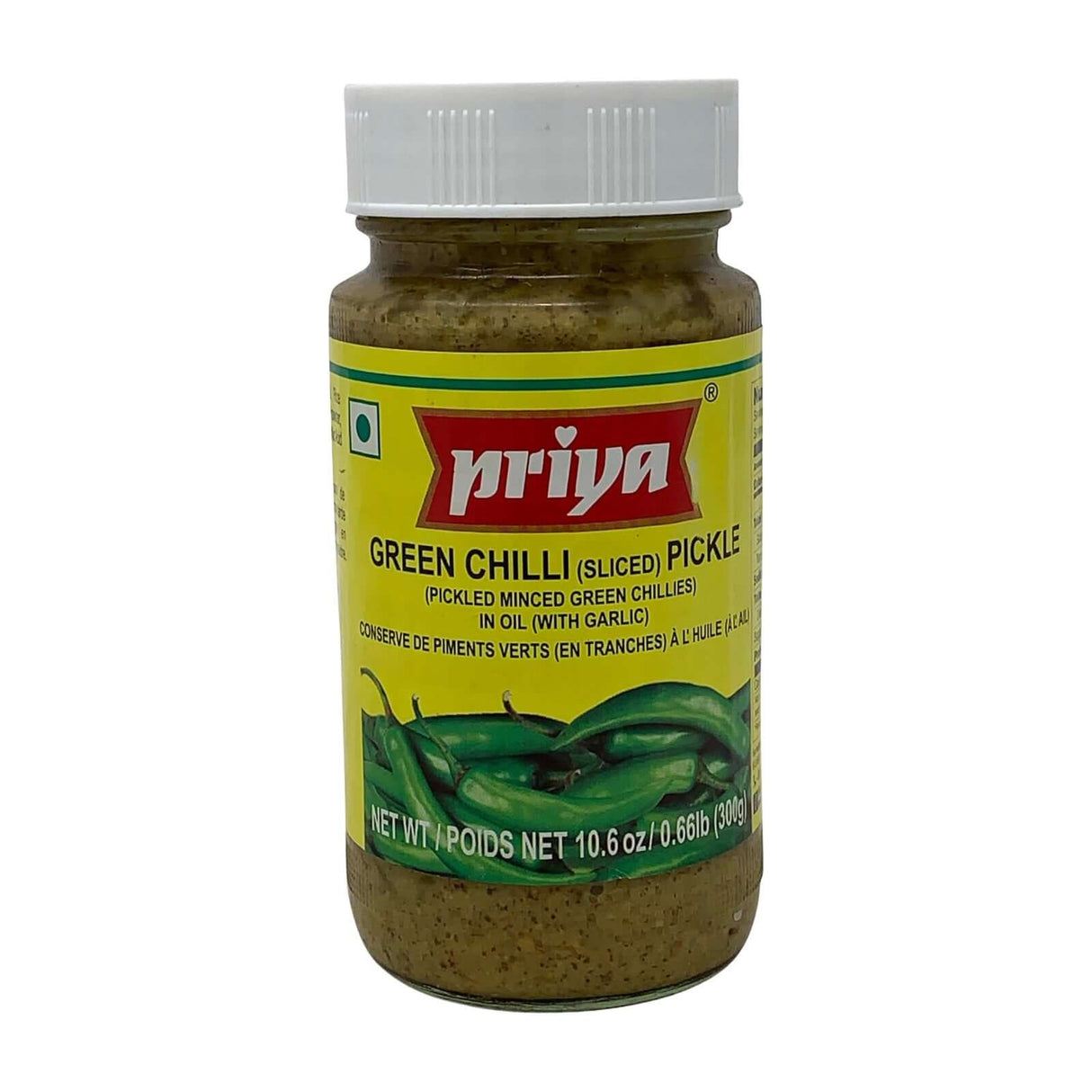 Priya Green Chilli (Sliced) Pickle in Oil (with Garlic)