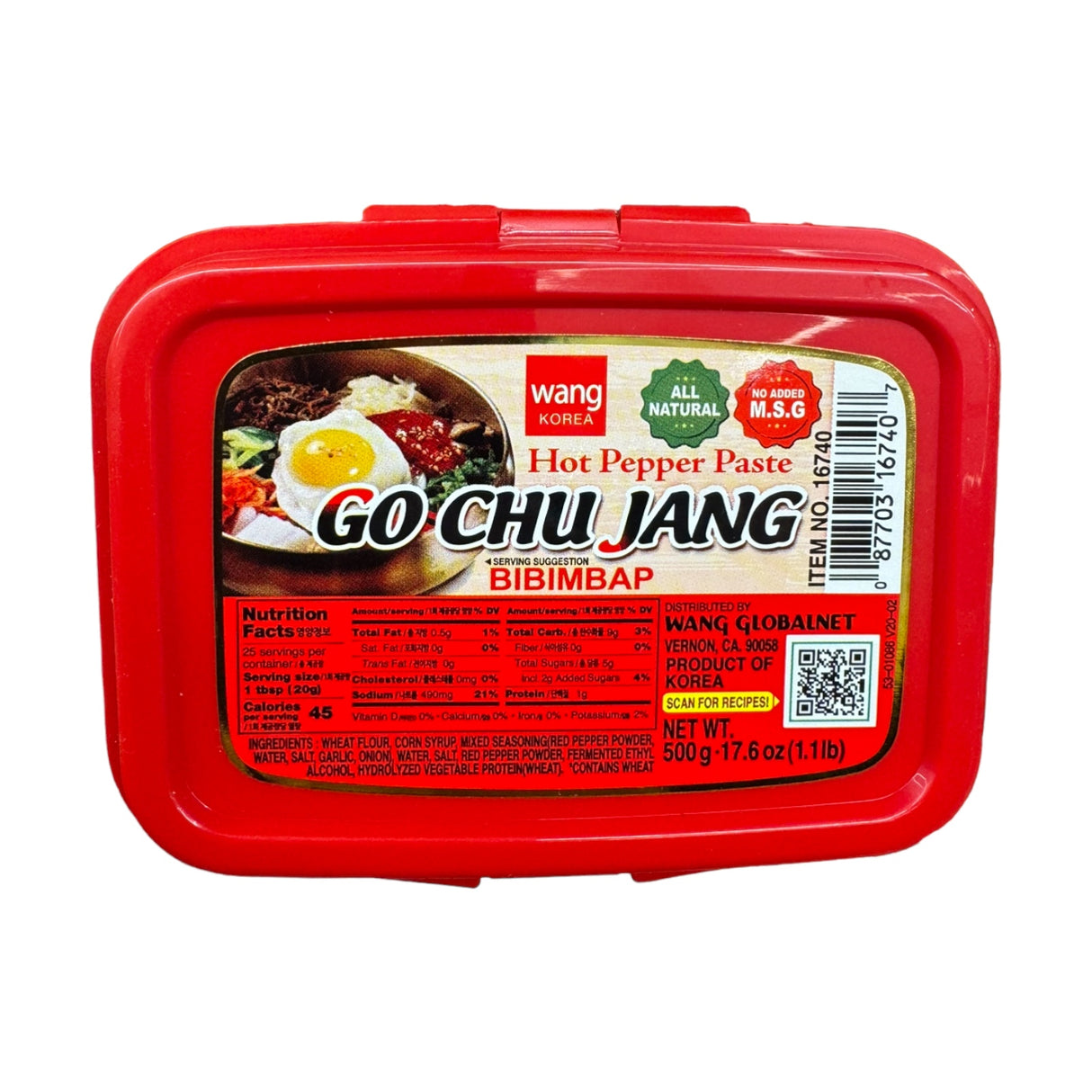 Wang Korea Hot Pepper Paste Go Chu Jang