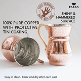 Hakan - Handmade Hammered Copper Ayran Mug, 1 piece, 8.4 oz