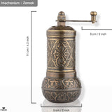 Hakan - Copper Black Pepper Grinder, Refillable Spice Mill, 4.3 in - Antique Gold