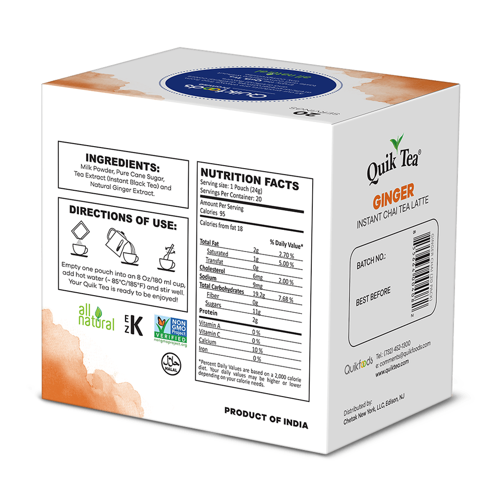 Quik Tea - Ginger Chai Tea Latte – 20 Count