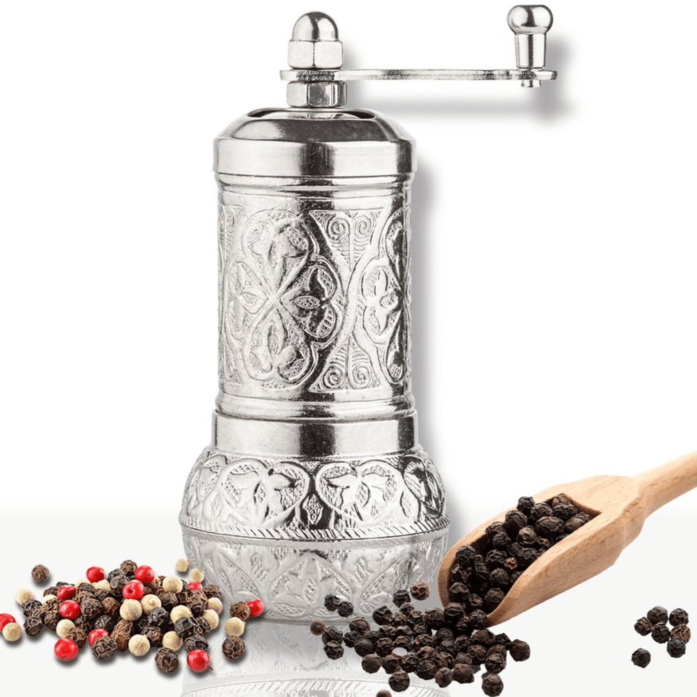 Hakan - Copper Black Pepper Grinder, Refillable Spice Mill, 4.3 in - Antique Gold