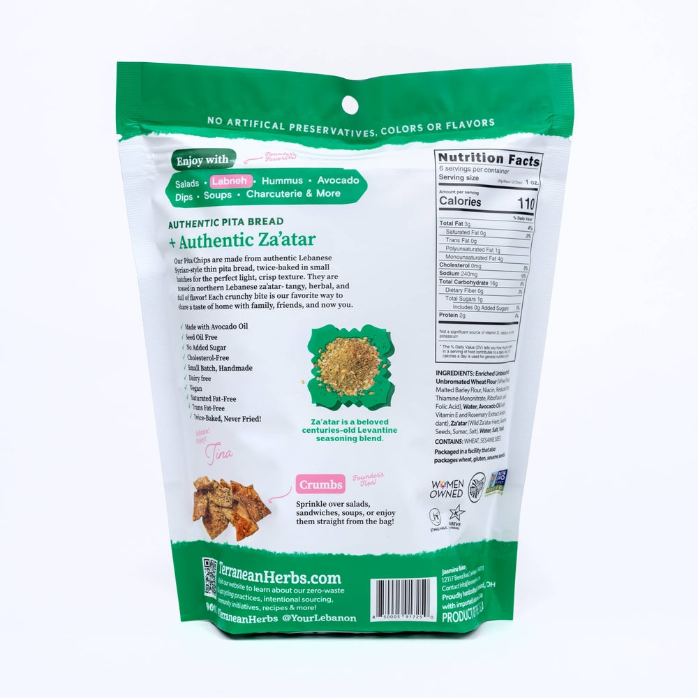 Terranean Herbs & Spices - Avocado Oil Za'atar Twice-Baked Pita Chips (6.5oz)
