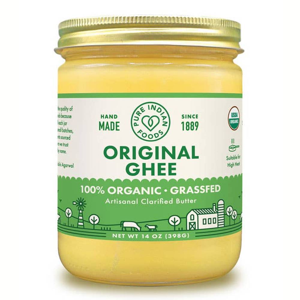 Pure Indian Foods - Original Ghee, Grassfed and Certified Organic - 14 oz (398g)