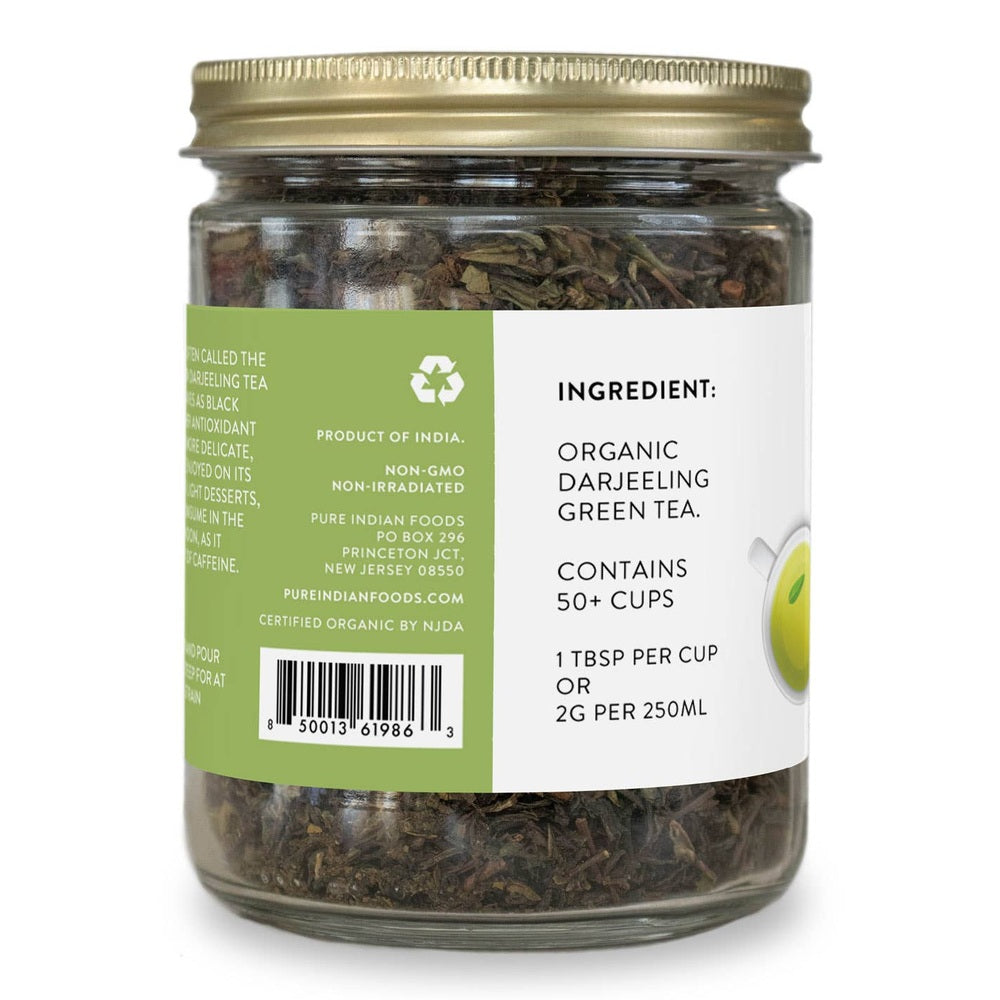 Pure Indian Foods - Darjeeling Green Tea, Certified Organic - 4 oz