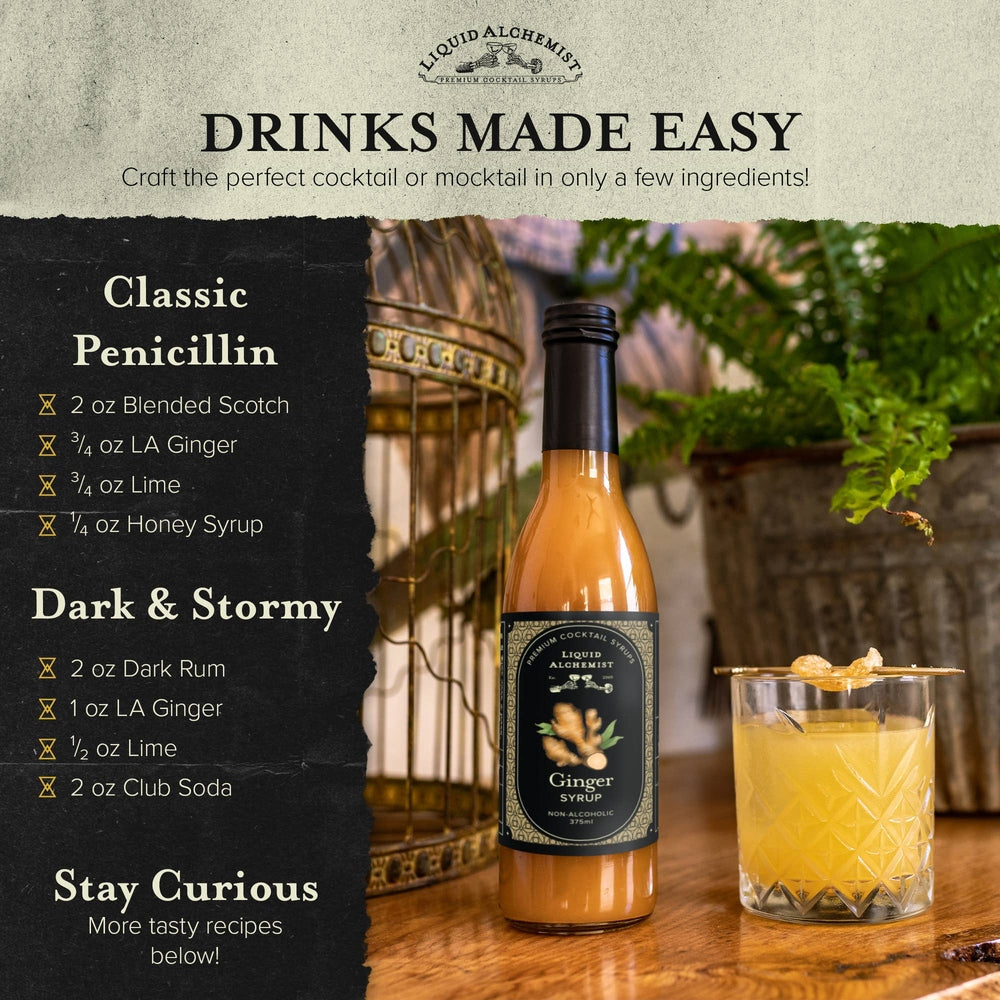 Liquid Alchemist Syrups - Ginger Syrup for Cocktails, Moscow Mules & Drinks - 375ml