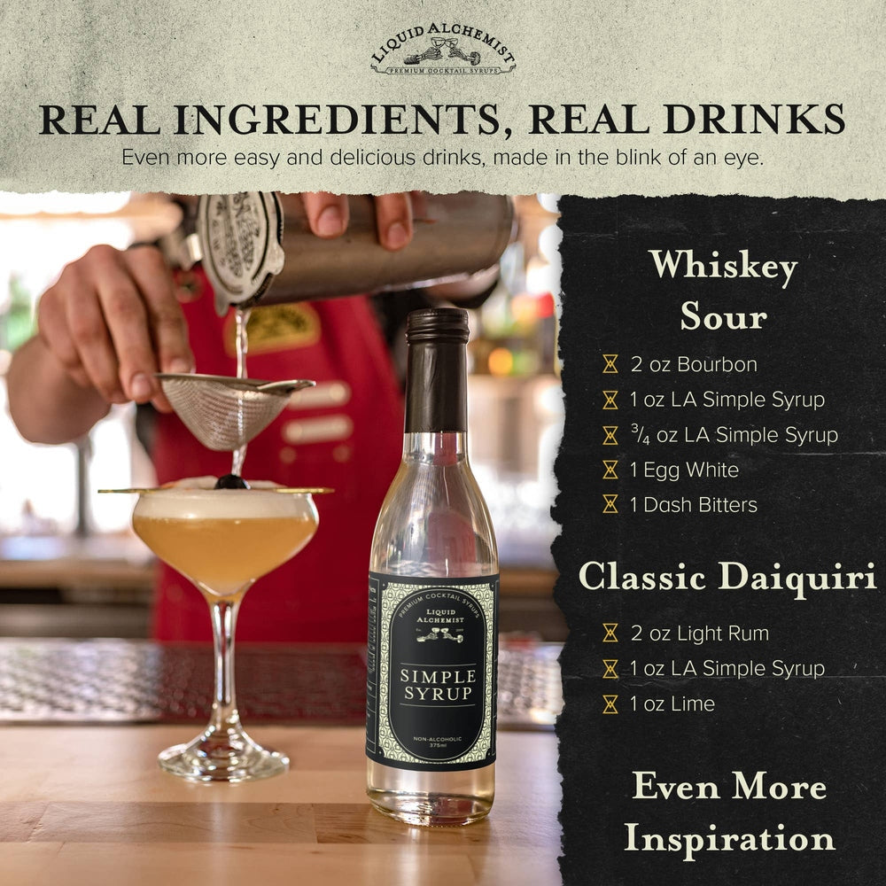 Liquid Alchemist Syrups - Simple Syrup for Cocktails, Coffee & Drinks - 375ml
