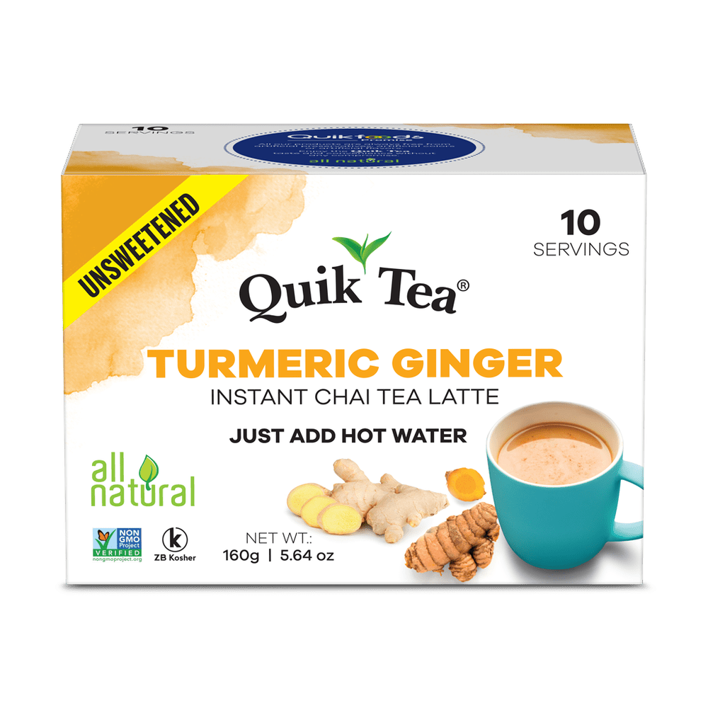 Quik Tea - Unsweetened Turmeric Ginger Chai Tea Latte - 10 Count