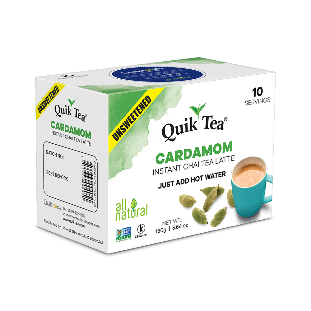 Quik Tea - Unsweetened Cardamom Chai Tea Latte - 10 Count