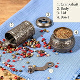 Hakan - Copper Black Pepper Grinder, Refillable Spice Mill, 4.3 in - Antique Gold