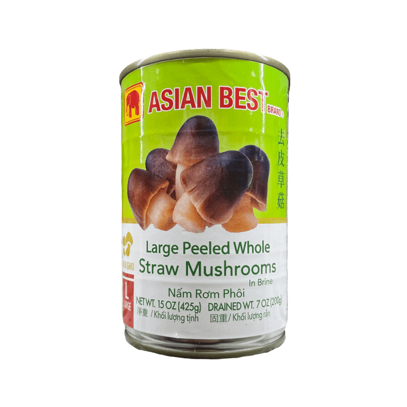 Asian Best Brand Large Peeled Whole Straw Mushrooms in Brine