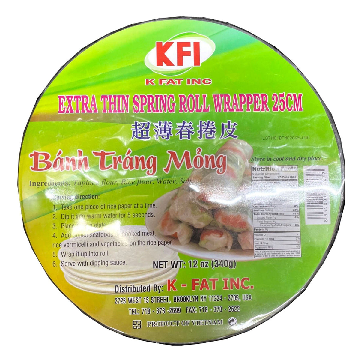 KFI Extra Thin Spring Roll Wrapper (Round Type)
