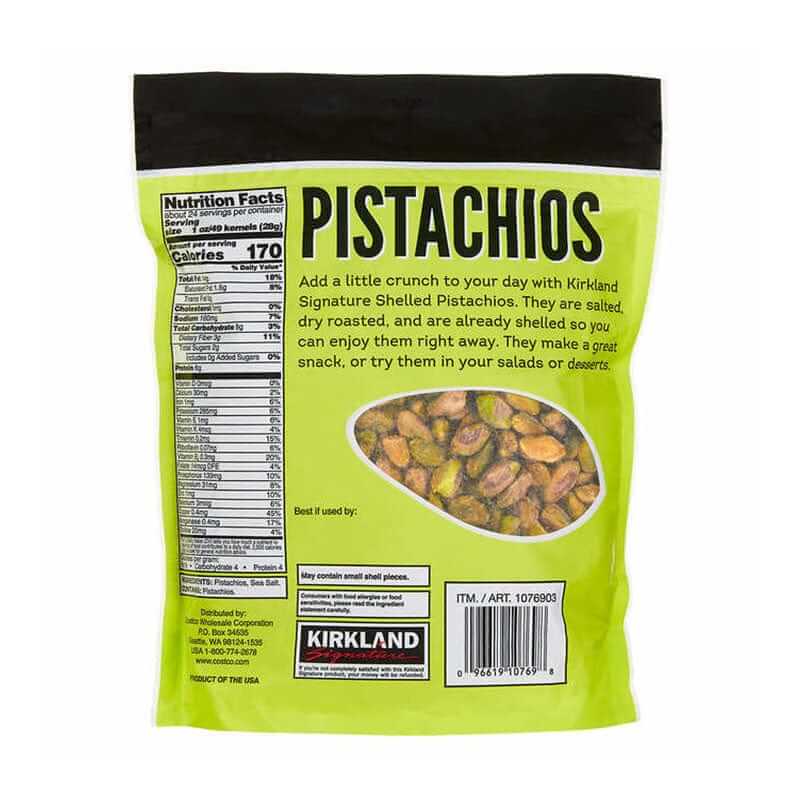 Kirkland Shelled Pistachios Kernels Roasted & Salted