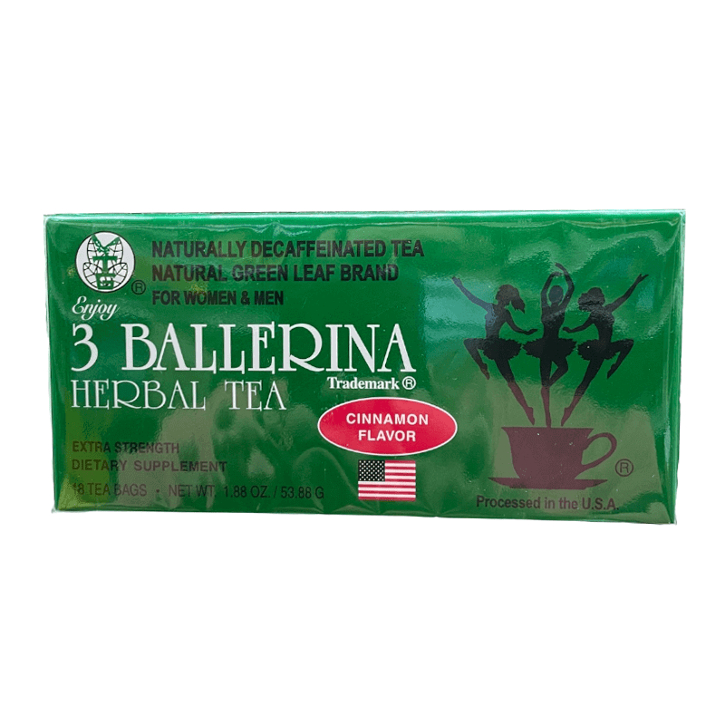 Natural Green Leaf Brand 3 Ballerina Herbal Tea Extra Strength Cinnamon Flavor