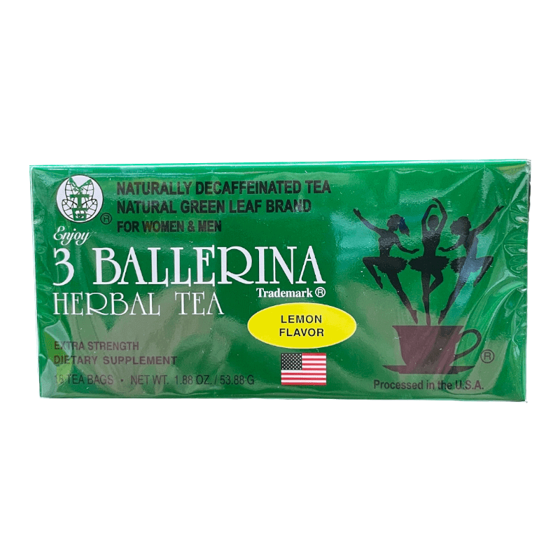 Natural Green Leaf Brand 3 Ballerina Herbal Tea Extra Strength Lemon Flavor