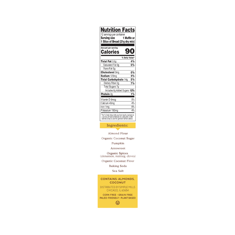 Simple Mills Almond Flour Baking Mix Pumpkin Muffin & Bread