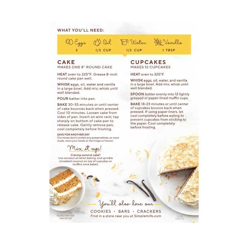 Simple Mills Almond Flour Baking Mix Vanilla Cupcake & Cake