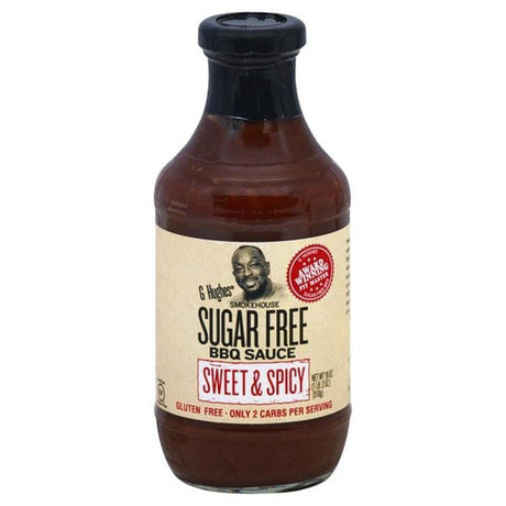 BBQ Sauce, Steak Sauce, Wing Sauce & Liquid Smoke - G Hughes Sugar Free BBQ-Sauce Sweet & Spicy Flavored