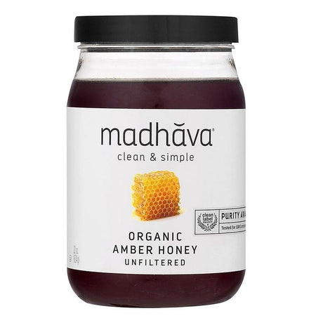 Honey, Syrups, Molasses & Nectars - Madhava Organic Amber Honey Unfiltered