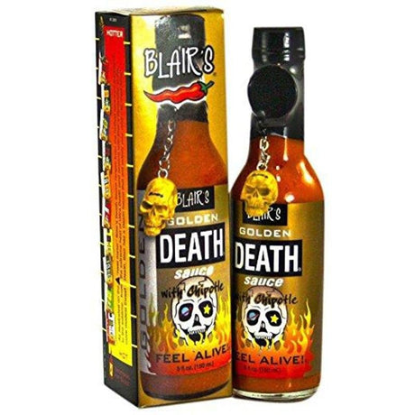 Hot Sauce - Blair's Golden Death Sauce With Chipotle And Skull Key Chain