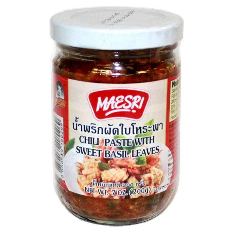 Marinades, Curry Paste, Sauce & Condiments - Maesri Chili Paste With Sweet Basil Leaves